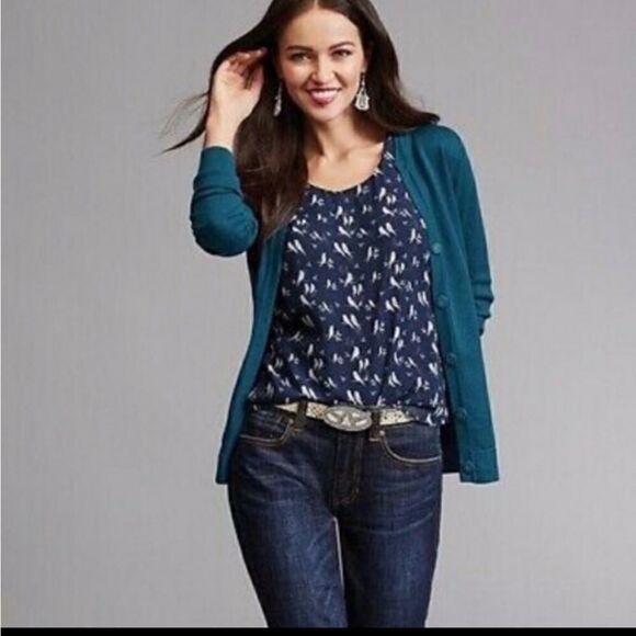 CABI 3368 cardigan teal ever sweater‎ with snap buttons S - Picture 11 of 13